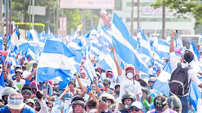 La dictadura de Ortega en Nicaragua cuenta con un activismo opositor. Aquí, las protestas de mayo de 2018 por real democracia.