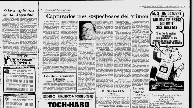 Publicación de EL TIEMPO del 26 de octubre de 1973.