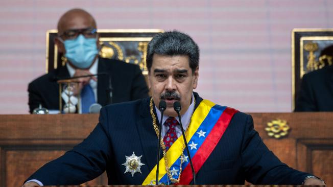 Nicolás Maduro, presidente de Venezuela, pronuncia un discurso sobre el Estado de la Unión en la Asamblea Nacional en Caracas, Venezuela, el sábado 15 de enero de 2022.