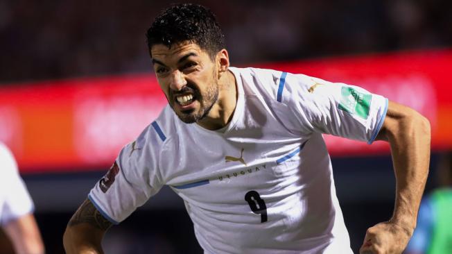 Suárez celebra con Uruguay.