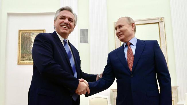 El Presidente de Argentina, Alberto Fernández y su homólogo ruso, Valdimir Putin.