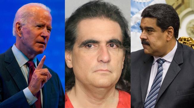 Joe Biden, presidente de EE.UU.; Álex Saab, preso por lavado de activos y Nicolás Maduro, presidente de Venezuela.