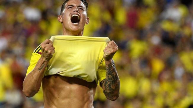 James Rodríguez anotó el gol e Colombia contra Venezuela por la Eliminatoria, en el estadio Cachamay.