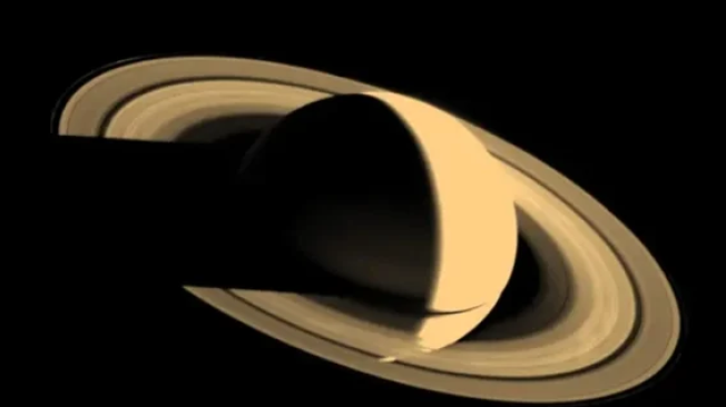Voyager 1 capturó a Saturno el 16 de noviembre de 1980 de sus anillos cubiertos por una sombra.