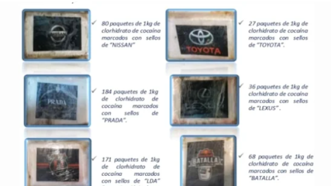 Marcas de Toyota y Nissan en la droga del Cartel de Sinaloa.
