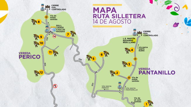 Mapa de la Ruta Silletera en Envigado.