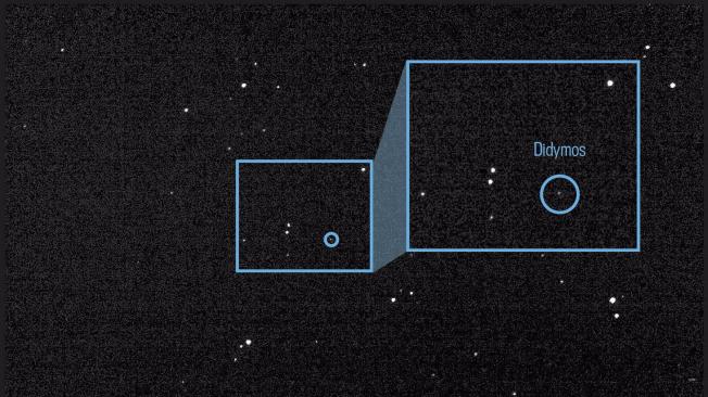 Double Asteroid Redirection Test (DART) de la NASA divisa en la lejanía a Didymos
