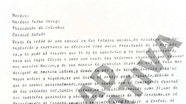 Esta es la carta de Diego Murillo Bejarano, alias don Berna, al presidente Gustavo Petro.