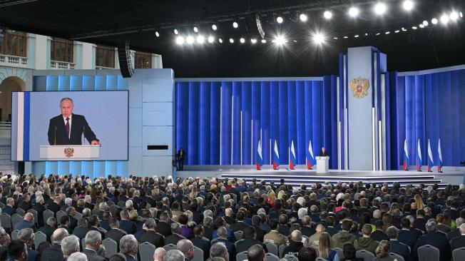El presidente ruso, Vladimir Putin, dio su discurso sobre el estado de la nación a tres días del primer aniversario de la invasión rusa.