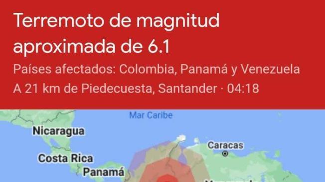 El sismo se sintió en Bogotá, Medellín, y Bucaramanga.