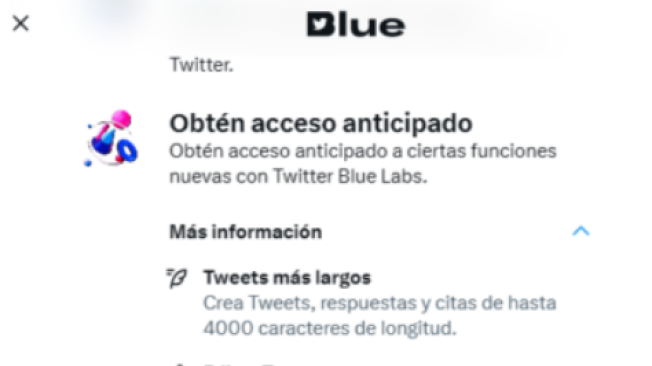 Este es el formato de suscripción a Twitter Blue para Colombia