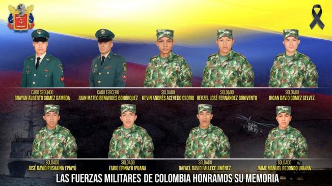 Militares que murieron en ataque del Eln en Norte de Santander este 29 de marzo de 2023.