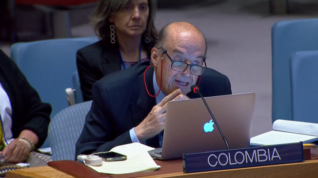 Álvaro Leyva, canciller, durante el Consejo de Seguridad de la ONU.