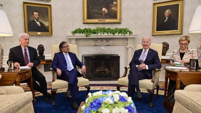 El presidente Gustavo Petro fue recibido por el mandatario estadounidense Joe Biden en Estados Unidos.