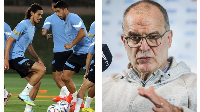 Edinson Cavani, Luis Suárez y Marcelo Bielsa