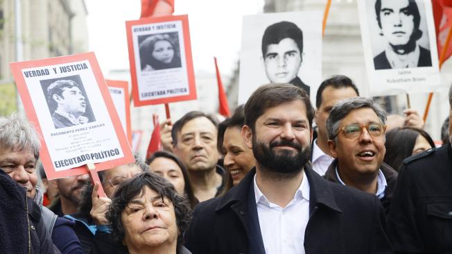 El presidente Boric se sumó a la manifestación.