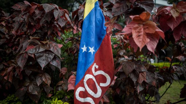 Bandera de Venezuela durante una manifestación.