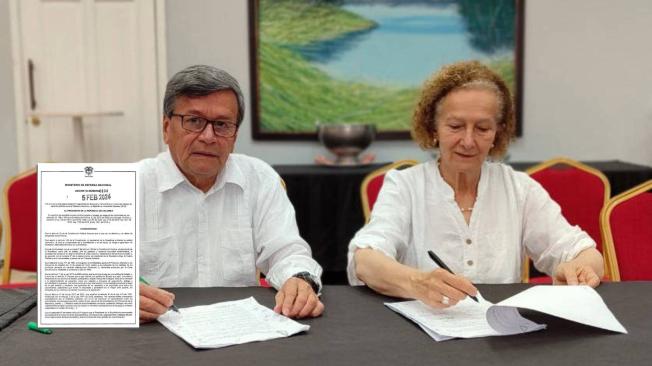 Pablo Beltrán, representante del Eln, y Vera Grabe, jefa de la delegación de Gobierno.
