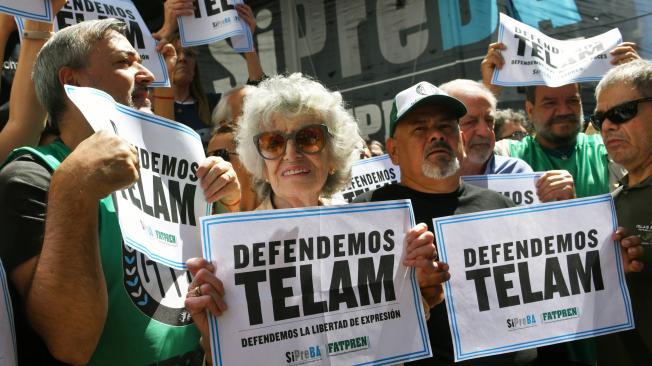 Protestas por la agencia Telam.