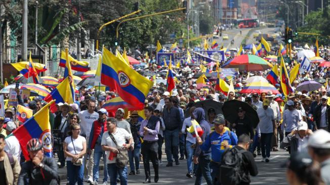 Manifestantes en Bogotá.