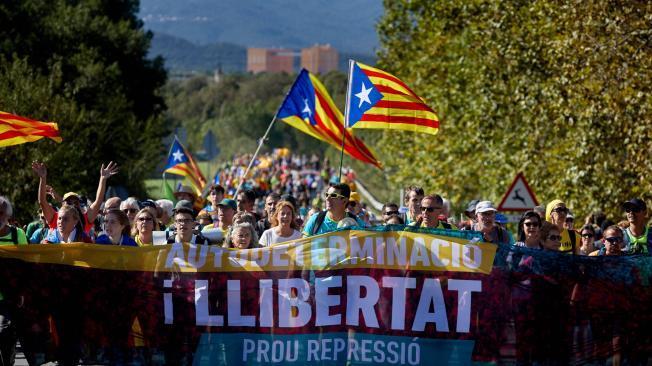 Foto de archivos de protestas en favor de la independencia de Cataluña.
