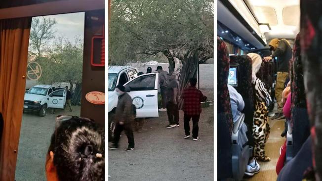 Fotos tomadas a escondidas en un autobús asaltado por hombres armados.