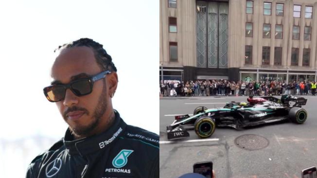 Lewis Hamilton protagonizó un espectáculo con su auto de Fórmula 1 en Nueva York.