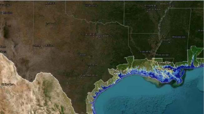 El Sea Level Rise Viewer de NOAA ofrece una representación interactiva del impacto del aumento del nivel del mar.