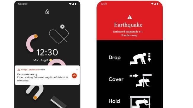 Alerta de temblores de Google.