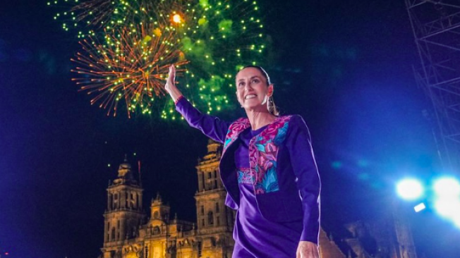 Claudia Sheinbaum durante su festejo en el ZÃ³calo de la Ciudad de MÃ©xico.