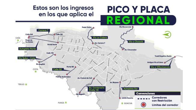 Pico y placa regional para entrar a BogotÃ¡.