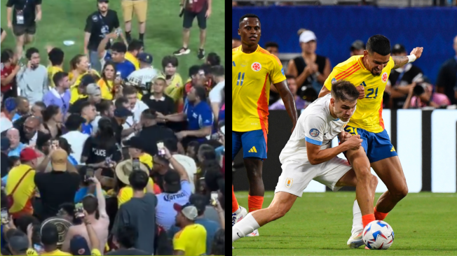 Altercado al terminar la semifinal Colombia vs. Uruguay