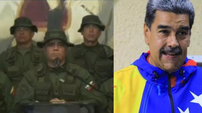 El ministro de Defensa de Venezuela, Vladimir Padrino López, rodeado de militares.