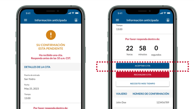 Desde CBP One podrá confirmar su cita.