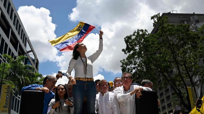 María Corina Machado durante las marchas del 28 de agosto.