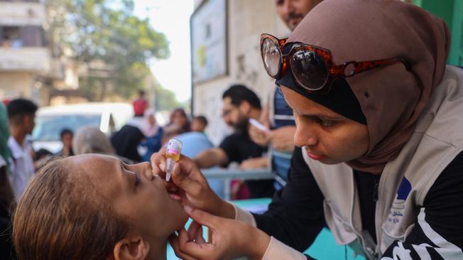 Jornada de vacunación contra la polio en Gaza.