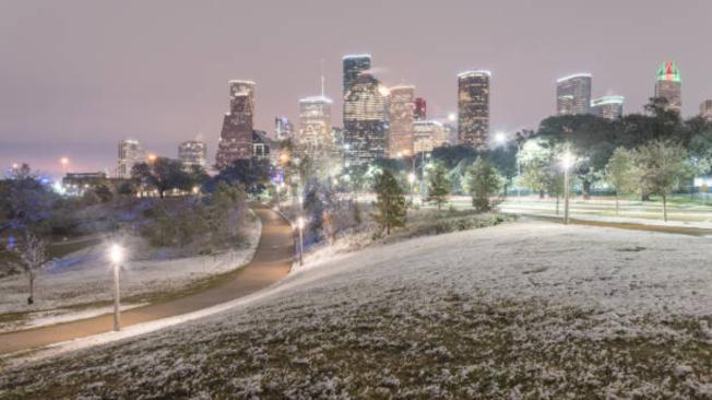 Nieve en la ciudad de Houston