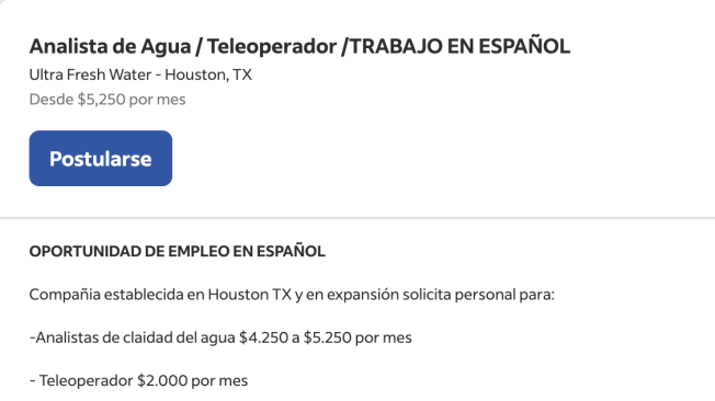 La compañía abrió vacantes para el puesto de analista en calidad del agua y teleoperador.