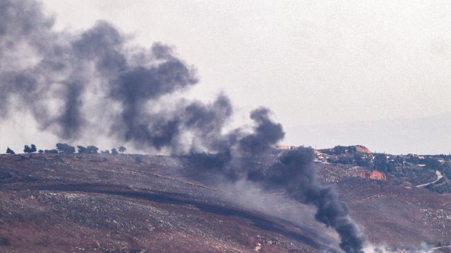 Ataque aéreo israelí en la llanura meridional libanesa de Marjeyoun.