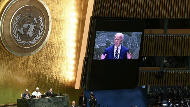 US President Joe Biden speaks during the 79th Session of the United Nations General Assembly at the United Nations headquarters in New York City on September 24, 2024. (Photo by ANGELA WEISS / AFP)