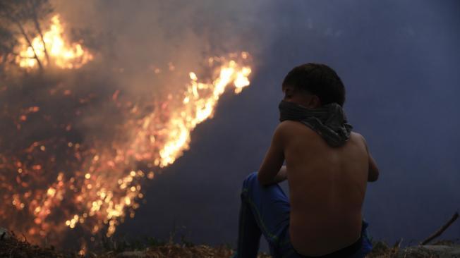 AME2179. QUITO (ECUADOR), 24/09/2024.- Un joven observa un incendio forestal este martes, en el sector de Guápulo en Quito (Ecuador). Varios incendios forestales en los alrededores de Quito, la capital de Ecuador, han teñido con una espesa capa de humo a la ciudad, por lo que la autoridades han lanzado una alerta por la mala calidad del aire, sobre todo en el norte de la ciudad.
EFE/ Santiago Fernández