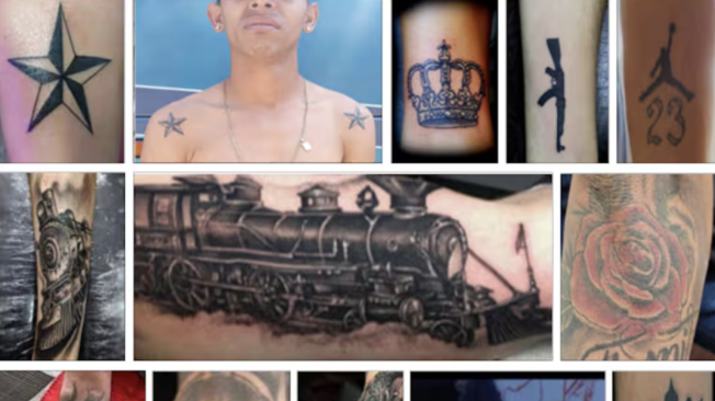 Los tatuajes que permiten identificar a los miembros de la pandilla.