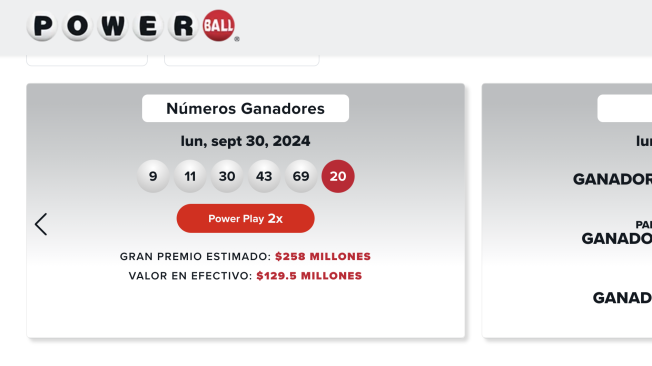 Los números ganadores del Powerball del pasado 30 de septiembre fueron