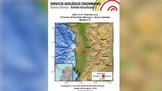 Temblor hoy en Colombia 7 de octubre.