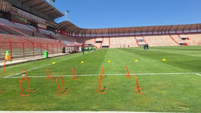 La grama del estadio se ve en buenas condiciones.