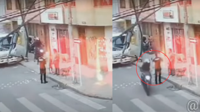 Ladrón en moto le rapa el celular a un policía a plena luz del día en Bogotá