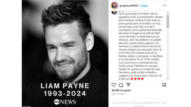 Mensajes de los familiares de One Direction para Liam Payne