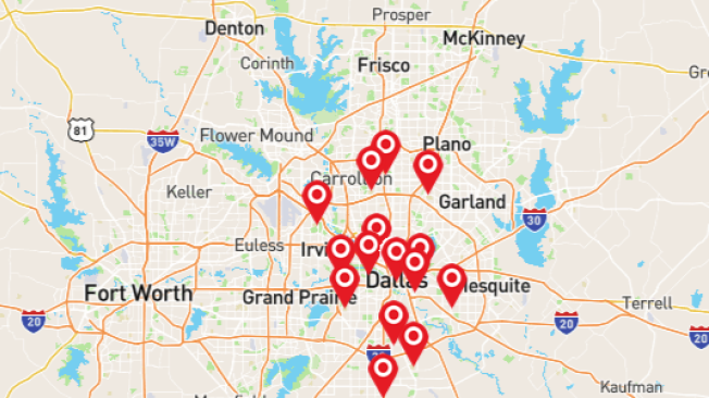 Los puntos distribuidos al norte de Texas