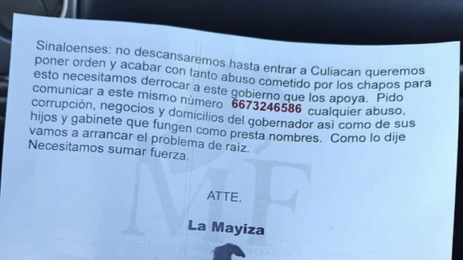 Las papeletas fueron lanzadas desde avionetas por miembros de "La Mayiza".