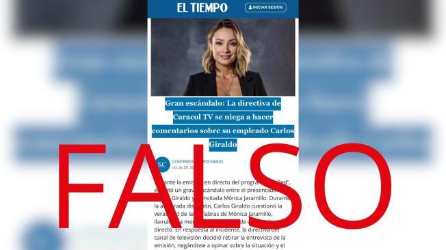 Noticia falsa de Caracol Televisión